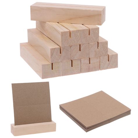 PRICES MAY VARY. WHAT YOU WILL GET: Pakcage include 10 pcs Wood Place Card Holders Wooden Table Number Holders Stands and 10 Pieces Brown Paper Cards for Wedding. Good size, good quality and enough quantity for you to use. NATURAL WOOD MATERIAL: natural pine wood, and completed with fresh polishing process, the surface is smooth without burrs, will not easily scratch your hands. WOOD PLACE CARD SIZE: the pictures sign holder is about 10 x 2.7 x 2 cm/ 3.9 x 1.1 x 0.8 inch, enough thickness makes Wood Place Card Holders, Birthday Party Home, Cards For Wedding, Wooden Table Numbers, Party Home Decoration, Table Number Holders, Paper Sheet, Sign Holder, Table Signs