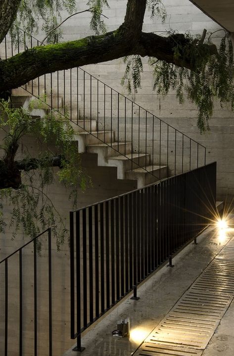 Casa BC,© The Black Rabbit Steel Balustrade, Staircase Handrail, Balcony Railing Design, Railings Outdoor, Exterior Stairs, Metal Stairs, Black Rabbit, Stair Handrail, Casa Patio