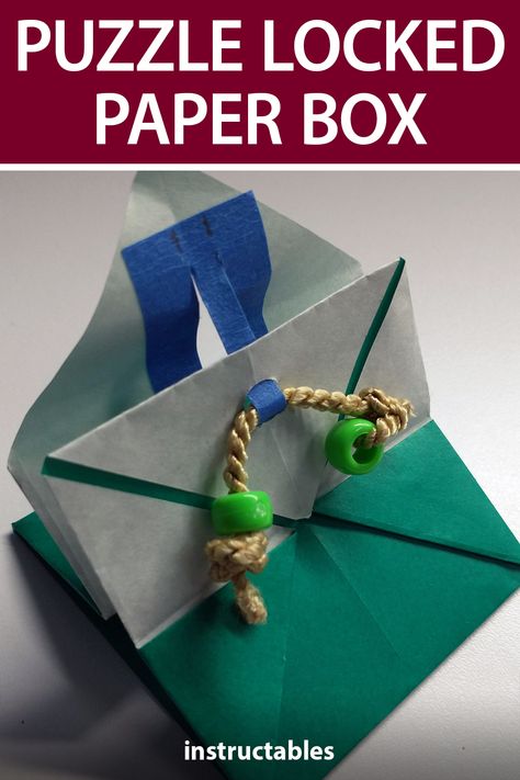 wampishing created this puzzle locked paper box that combines two fairly simple things: a pop-up origami box, and a simple string and bead puzzle. #Instructables #papercraft #escaperoom #toy #game Puzzle Box Diy, Origami Puzzle, Origami Game, Paper Puzzle, Escape Room For Kids, Football Draft, Diy Puzzles, Origami Folding, Origami Box