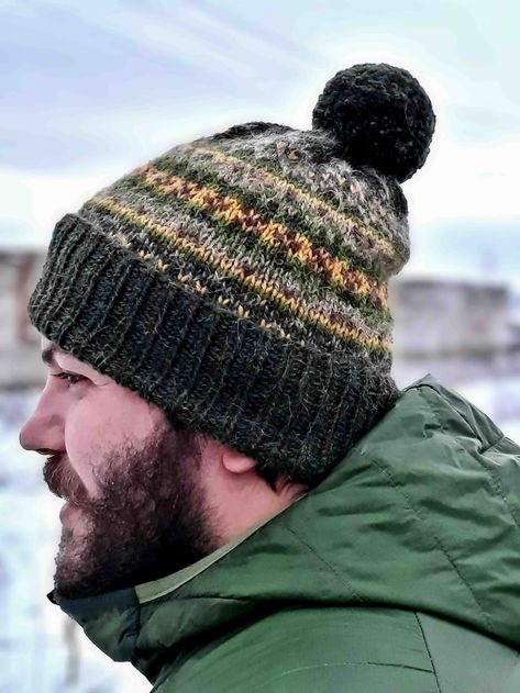 Woodcutter in the forest hat | VETKA Beanie Knitting Patterns Free, Fair Isle Hat, Hat Knitting Pattern, Knit Hat For Men, Colorful Hat, Colorwork Knitting, Hat Knitting, Hand Knit Hat, Fair Isle Pattern