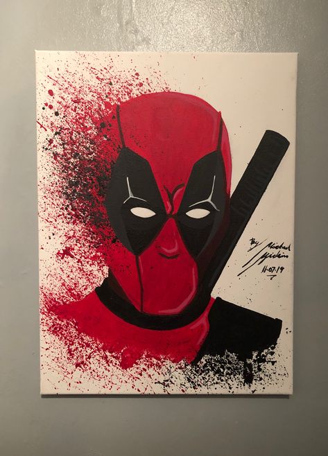 Deadpool canvas Deadpool Canvas Painting, Money Paintings, Deadpool Painting, Marvel Diy, Marvel Canvas, Penguin Watercolor, Disney Canvas Art, Arte Indie, Fairy Drawings