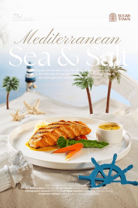 Creative Ads For Restaurants, Seafood Photoshoot, Food Promotion Design, Seafood Menu Design, Seafood Menu Ideas, Seafood Photography, Ocean Restaurant, Seafood Art, Menu Poster