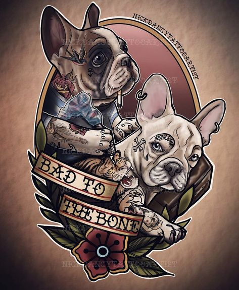 Joker Cartoon, Puppy Tattoo, French Bulldog Tattoo, Bulldog Tattoo, Pitbull Art, French Bulldog Art, Dog Canvas Art, Bulldog Art, Samurai Tattoo