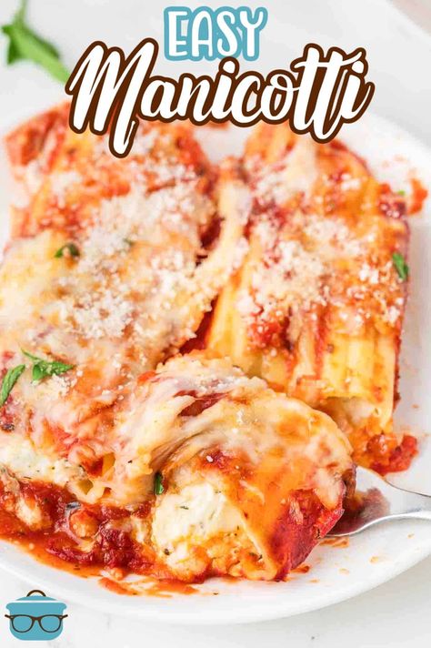 Easy Manicotti - The Country Cook Easy Manicotti Recipe, Manicotti Pasta, Cheese Manicotti, Manicotti Recipe, Best Banana Pudding, Country Cook, Easy Cheese, The Country Cook, Cheesy Bread