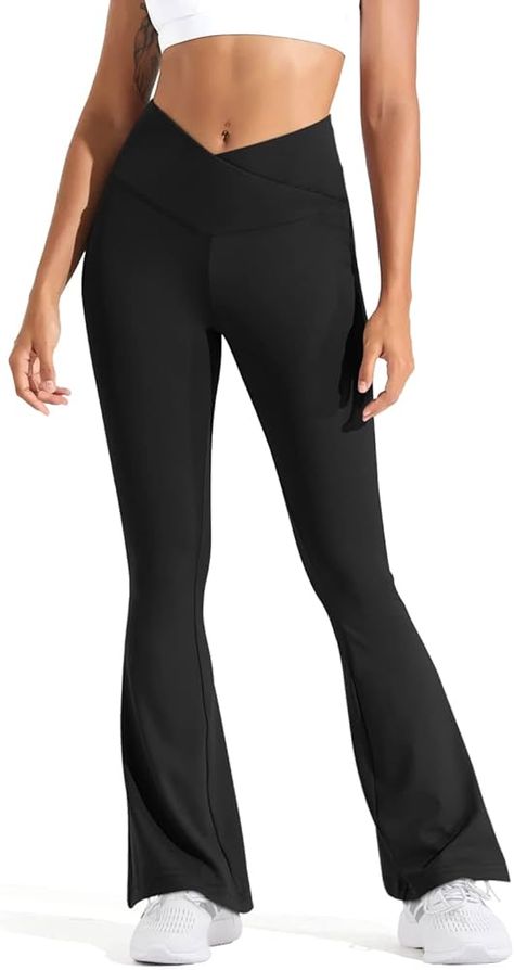 Amazon.com: BLUEENJOY Women's Flare Yoga Pants - Crossover Flared Leggings for Women High Waisted Workout Casual Bootcut Pants : Clothing, Shoes & Jewelry Yoga Flare Pants, Black Flared Leggings, Flare Legging, Flare Yoga Pants, Amazon Clothes, Flared Leggings, Bootcut Pants, High Waisted Flares, Leggings For Women