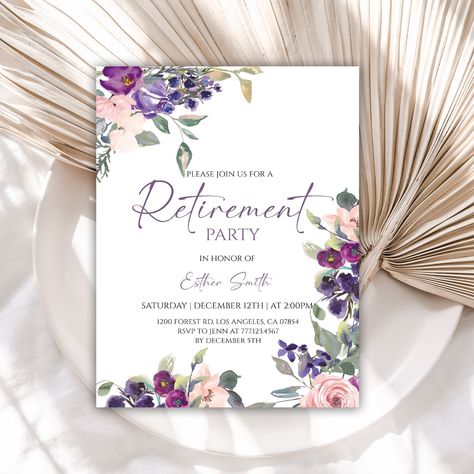 Purple Retirement Party Ideas, Retirement Invitation Ideas, Retirement Invitation Card, Retirement Party Invitation, Retirement Invitation Template, Retirement Invitation, Pineapple Party, Retirement Invitations, Retirement Party Invitations