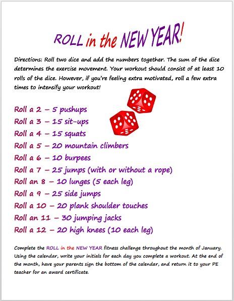 Justin Cahill on Twitter: "ROLL IN THE NEW YEAR monthly fitness challenge for students, teachers, families, etc. Editable copy of challenge and calendar within the post! #physed https://t.co/36DrJWH9bf… https://t.co/Ys11zwHuWS" New Year Fitness, January Workouts, Month Workout Challenge, Chin Exercises, Pe Ideas, Holiday Workout, Month Workout, 30 Day Fitness, Daily Exercise Routines