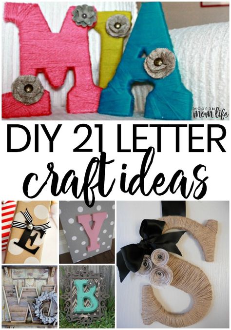 Over 21 DIY letter craft ideas using various supplies. #DIY #Gifts #DIYGiftIdeas #WallArt #Letters via @amodernmomlife Decorative Letters Diy Craft Ideas, Diy Letter Decor Initials Wall Art, Diy Letter Decor Initials, Painted Letters Diy, Diy Wall Letters, Diy Letter Decor, Letter Decoration Ideas, Five Minute Crafts, Diy Alphabet Letters