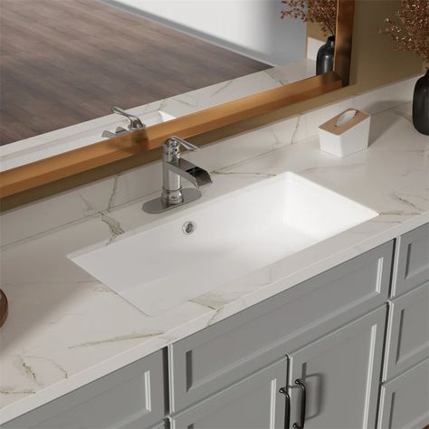 28"x14" White Ceramic Rectangular Undermount Bathroom Sink w/ Overflow - Bed Bath & Beyond - 39909987 Sink Dimension, Bathroom Restaurant, Rectangular Sink Bathroom, Undermount Sinks, Restaurant Office, Undermount Bathroom Sink, Plumbing Bathroom, Vessel Sink Bathroom, Undermount Sink