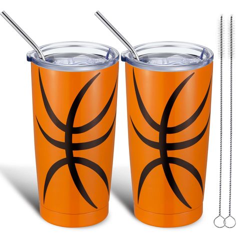 PRICES MAY VARY. Nice basketball theme gift: if you are still worried about looking for a suitable gift for a basketball lover, this funny football travel mug engraved with basketball pattern provides a nice gift idea for a basketball fan of many teams, suitable for birthday, Christmas, Thanksgiving, Father's Day, Mother's Day and more Amount of product: our package includes 2 pieces of basketball mug tumblers with lids to keep the liquid in the mug, along with 2 pieces of stainless steel straws Basketball Theme Gifts, Basketball Pattern, Basketball Theme, Funny Football, Sports Lover, Stainless Steel Straws, 20 Oz Tumbler, Travel Coffee Mug, Sports Gifts