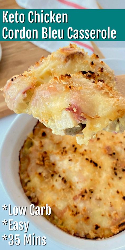 Keto Chicken Cordon Bleu Casserole, Keto Chicken Cordon Bleu, Chicken Cordon Bleu Casserole Recipe, Cordon Bleu Casserole, Chicken Cordon Bleu Casserole, Low Carb Easy, Keto Casserole, Chicken Cordon, Diet Breakfast Recipes