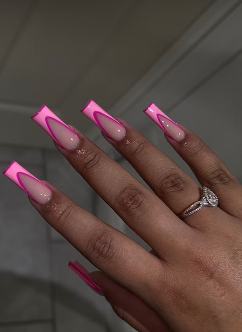 Nail Ideas Classy, Unique Nail Ideas, Colored Acrylic Nails, Girly Acrylic Nails, French Tip Acrylic Nails, Short Square Acrylic Nails, Acrylic Nails Coffin Pink, Unique Acrylic Nails, Long Square Acrylic Nails