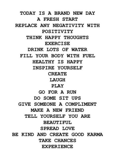 It's a brand new day, a fresh start. Let's make the most of this opportunity! A Brand New Day, Think Happy Thoughts, Brand New Day, Can't Stop Won't Stop, Mental Training, E Card, Happy Thoughts, Way Of Life, The Words