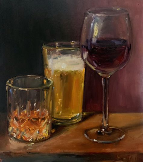 Beer Painting, Pizza And Beer, Beer And Wine, Wine And Canvas, Wine Glass Art, Artist Sketchbook, Penguin Classics, Still Life Oil Painting, Aesthetic Painting