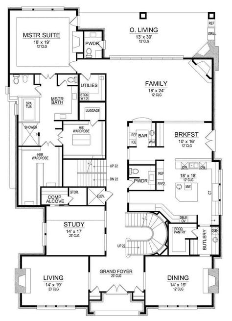 Kitchen With Breakfast Nook Floor Plan, 5 Bedroom House Floor Plan With Elevator, Kitchen Separate From Living Room Floor Plan, 5 Bedroom Floor Plans One Level, Best Living Room Layout, Room Layout With Fireplace, Living Room Layout With Fireplace, Room Design Bathroom, Interior Design Mistakes