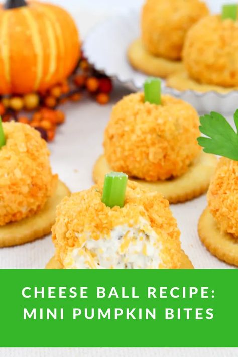 Cheese Ball Recipe: Mini Pumpkin Bites - Tamara Like Camera Pumpkin Cheese Ball Recipe, Pumpkin Bites, Turkey Cheese Ball, Pumpkin Balls, Cheese Ball Recipe, Quick Easy Recipes, Cheese Pumpkin, Cheese Ball Recipes, Pepperidge Farm