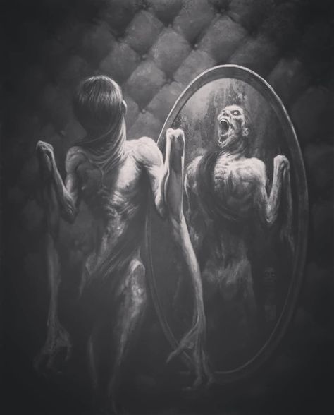 Dark Artist, Horror Artwork, Creepy Pictures, Demon Art, Scary Art, Creepy Art, Fantasy Artist, Monster Art, A Mirror