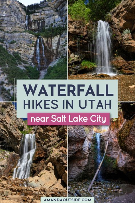 There are so many beautiful waterfall hikes near Salt Lake City Utah. This blog post has a round up of 16 different waterfall hikes close to the city. If you have a Utah travel trip planned, definitely check out some of these awesome hikes. #utah #usatravel Utah Living, Hikes In Utah, Utah Hiking, Travel Utah, Utah Trip, Travel Journaling, Dramatic Landscape, Utah Vacation, Utah Adventures