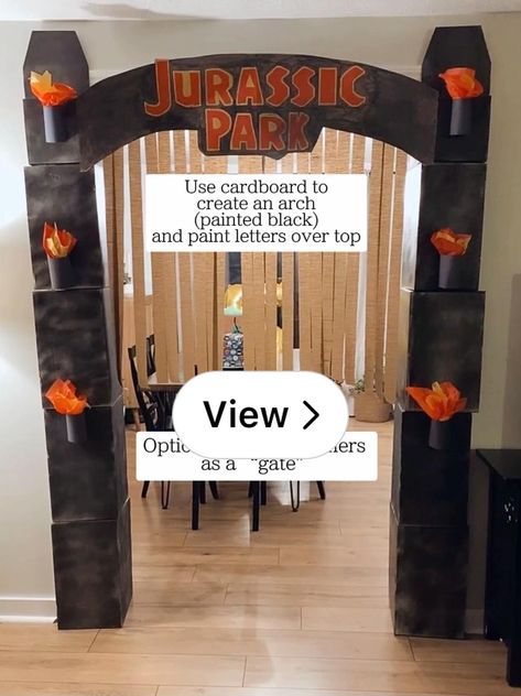 Lemon8 · Jurassic Park Party Entrance · @Housemakeshaven Jurassic Park Photo Booth, Jurassic Park Party Decorations, Jurassic Park Decorations, Park Party Decorations, Jurassic Park Book, Jurassic Park Party, Fair Theme, Park Party, Party Entrance