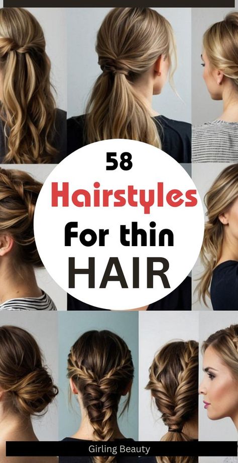 Cute Long Hair Updos, Cute Hairstyles For Long Fine Hair, Braided Hairstyles For Short Hair Easy, Hairstyle For Long Fine Hair, Cool Easy Hairstyles For Long Hair, Quick Hairstyles For Fine Hair, Everyday Hairstyles For Fine Hair, Hair Do For Fine Hair, Long Hair For Thinning Hair