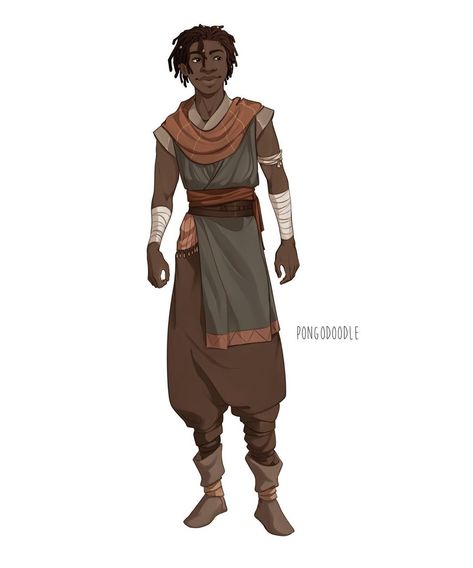 African Medieval Clothing, African Male Character Design, Desert Punk Character Design, Desert People Concept Art, Fantasy Desert Outfit, African Warrior Drawing, African Warrior Character Design, Desert Outfit Fantasy Art, African Fantasy Clothing