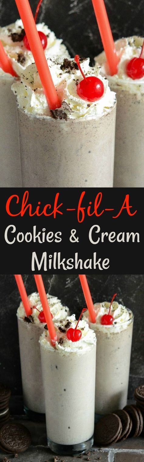 Chick Fil A Milkshake Recipe, Chick Fil A Milkshake, Chick Fil A Cookies, Milkshake Cookies, Logo Ice Cream, Cookies And Cream Milkshake, Copycat Chick Fil A, Oreo Milkshake, Pepperocini Recipes