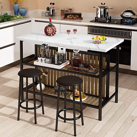 Kitchen Island Bar Table 🍹 Kitchen Island Table With Seating, Modern Pub Table, Wooden Kitchen Storage, Pub Table And Chairs, Kitchen Prep Table, Modern Bar Table, Kitchen Bar Table, Kitchen Island Table, Bar Table Sets