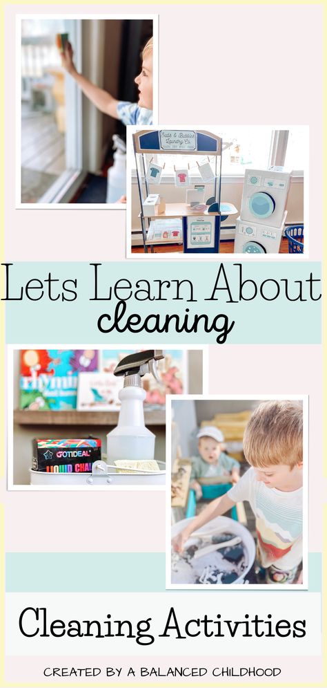 A blog post about fun spring cleaning/cleaning activities and books to inspire children to clean!  5 different cleaning activities. Clean Up Activities For Preschool, Clean And Dirty Activity For Kids, Cleaning Activities For Preschool, Cleaning Activities For Kids, Bunny Game, Toddler Cleaning, Preschool Journals, Prek Activities, Dust Bunny