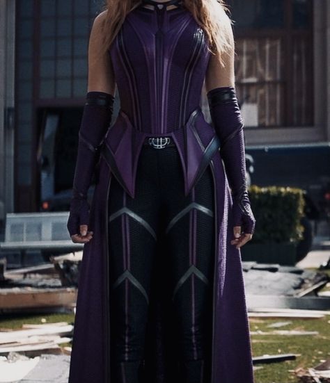 Superhero Outfits Design, Scarlet Witch Costume, Dr Marvel, Avengers Outfits, Superhero Suits, Super Suit, Marvel Clothes, Purple Suits, Female Superhero