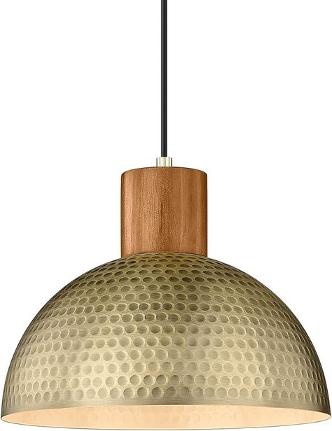 Amazon.com: ELYONA Industrial Pendant Light, Rubber Wood Dome Hanging Lamp with 12" Hammered Metal Shade, Modern Pendant Light Fixtures for Kitchen Island, Bar, Farmhouse Dining Room, Bedroom, Hallway - Black Gold Kitchen Pendant Lights, Island Farmhouse, Rustic Light Fixtures, Kitchen Pendant, Lamp Antique, Vintage Pendant Lighting, Wood Pendant Light, Gold Kitchen, Brass Pendant Light