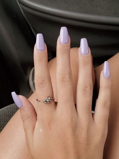 The prettiest light purple nails and lavender nails Nail Ideas Acrylic Light Purple, Nail Ideas Acrylic Ballerina, Lilac Ballerina Nails, Light Purple Coffin Nail Ideas, Lavender Nails Ballerina, Simple Nails Lavender, Simple Nail Ideas Purple, Short Purple Acrylics, Calm Nail Colors