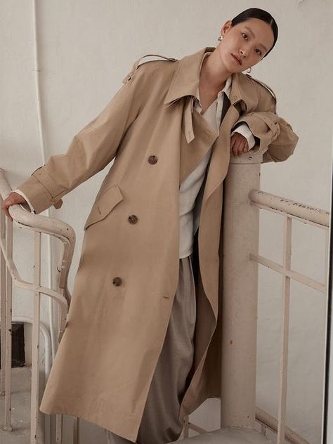 Classic Beige Trench Coat from Low Classic Beige Trench Coat, Classic Trench Coat, W Concept, Oversized Silhouette, Capsule Collection, Polished Look, Light Beige, Logo Embroidered, Logo Branding