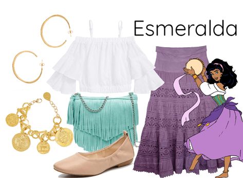 Esmeralda Diy Costume, Esmeralda Disney Outfit Ideas, Esmeralda Disneybound, Esmeralda Halloween, Disney Bounding Esmeralda, La Esmeralda Ballet Costume, Esmeralda Costume, Adventure Style, Fandom Fashion