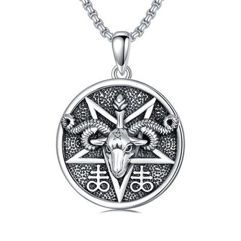 PRICES MAY VARY. 🖤Satanic Necklace🖤Baphomet is the incarnation of the demon Satan in witchcraft legends and often turns into the shape of a goat head.Sigil of Baphomet and Lucifer and Satan cross.Perfect suitable for the pursuit of occult enthusiast or gothic jewelry. 🖤Healthy & Comfortable🖤 The satanic necklace is made of 925 sterling silver, and the surface is oxidized to make the Satan necklace more attractive. Hypoallergenic,Lead free & Nickel free & Anti-allergy. Suitable for long-term Satanic Necklace, Claddagh Necklace, Saint Necklace, Medal Jewelry, Goat Head, St Anthony, Saint Anthony, St Benedict, Presents For Women