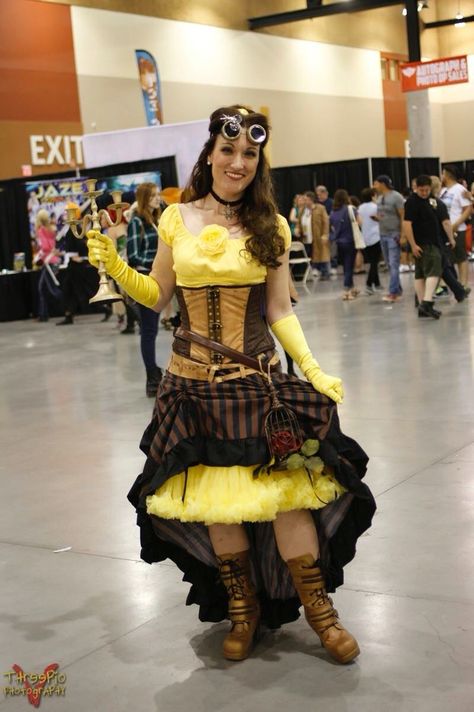 Steampunk Belle! Disney. Beauty and the Beast.  V Threepio Photography credit. Steampunk Disney Costumes, Disney Steampunk Cosplay, Steampunk Disney Princesses, Steampunk Belle, Steampunk Diy Costume, Steampunk Disney, Black Pirates, Steampunk Photoshoot, Steampunk Princess