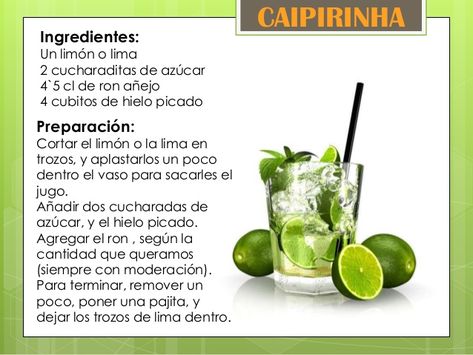 Coctel - CAIPIRINHA Beach Cocktails, Drinks Alcohol Recipes, Alcohol Recipes, Frappe, Cocktail Drinks, Mojito, Cocktail Recipes, Liquor, Alcoholic Drinks