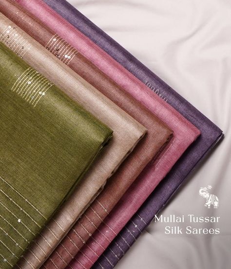 Define elegance in the new collection of Mullai Tussar Silk Sarees in subtle colours. The beautiful sarees are adorned with minimal sequins embroidery. Easy to maintain, affordable and super neat when draped. Saree Photoshoot Ideas Creative, Sarees Photoshoot, Churidar Material, Saree Catalogue, Saree Colours, Saree Photography, Saree Shoot, Sari Shop, Concrete Staircase