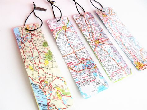 Handmade map bookmarks, state accessories, map decor and gifts, gift ideas for travellers, state map gifts Map Gift Ideas, Map Bookmark, Collect Beautiful Moments, Map Crafts, Gifts For Nan, Handmade Bookmarks, Tout Est Possible, All Who Wander, Personalized Bookmarks