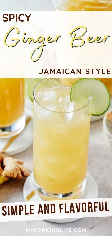 Diy Ginger Beer Non Alcoholic, Jamaican Ginger Beer, Ginger Beer Recipe Nonalcoholic, Ginger Beer Cocktail Non Alcoholic, Homemade Ginger Beer Recipe, Jamaican Drinks Non Alcoholic, Alcoholic Ginger Beer Recipe, Jamaican Cocktails, Caribbean Ginger Beer Recipe