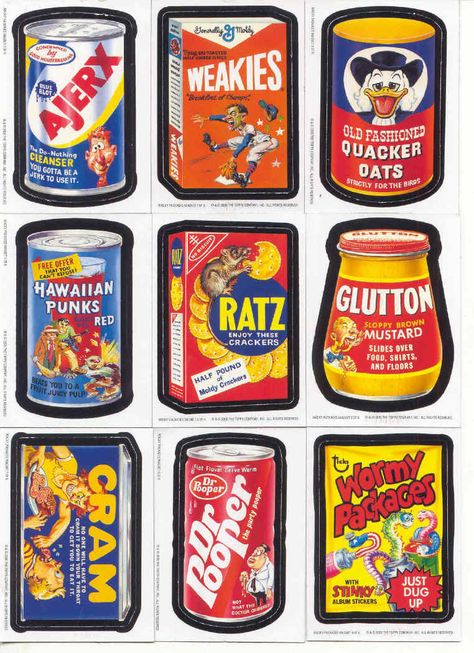 Wacky packs | Wacky Packs | SuperRadNow 70s Life, Wacky Packs, Wacky Packages, 1970s Toys, Retro City, Bird Free, Chicago History, Garbage Pail Kids, School Stickers