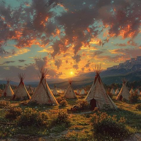 Native American Background Wallpapers, Teepee Painting, Native American Aesthetic, Western Art Paintings, Web Of Life, American Indian Artwork, Native American Teepee, September Themes, Night Nature