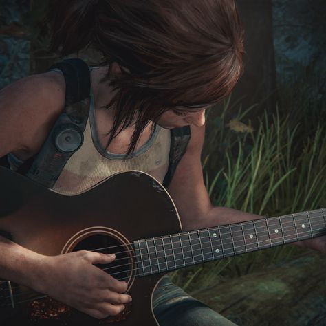 Ellie Williams Guitar, Ellie Playing Guitar, Ellie Guitar, Ellie Williams Aesthetic, Ellie Williams Pfp, Ellie Pfp, Ellie Aesthetic, Tlou Icons, Lost Of Us