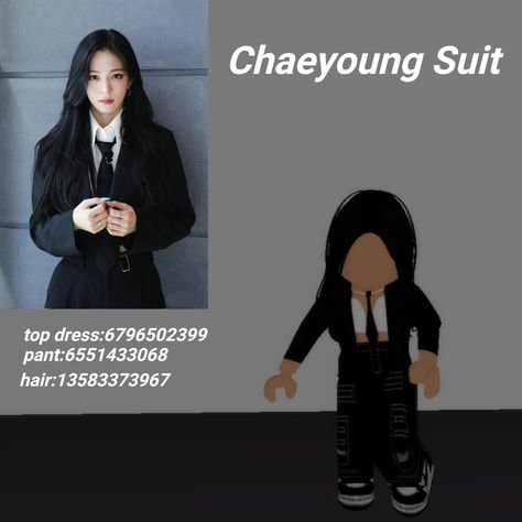 Chaeyoung Suit, Suit Roblox Code, Roblox Suit Codes, Fromis 9 Chaeyoung, Roblox Code, Girl Code, Roblox Outfits, Roblox Codes