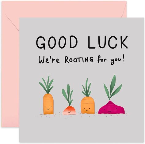 PRICES MAY VARY. 🍀 GOOD LUCK CARD: This fun, cute, and stylish greeting card is perfect for wishing friends and family good luck on a new adventure or challenge. ✨ SPECIAL MILESTONES: Find the perfect greeting card for family and friends. We have designs for any occasion. 🌎 WE CARE: Our range of greeting cards are designed in house and all printed in England on FSC certified paper board. Our cards come with a high quality envelope that's made with sustainable materials to minimize environmenta Funny Good Luck Cards, Homemade Good Luck Cards, Good Luck Puns, Congratulations New Job Card, Rooting For You, Fun Greeting Cards, Simple Greeting Card Ideas, Punny Cards For Friends, Good Luck Card Ideas