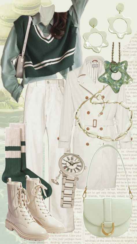 Green themed outfit #outfit #green #matcha Matcha Green Outfit, Pale Green Outfit, Green Matcha, Outfit Reference, Inanimate Insanity, Matcha Green, Green Outfit, Themed Outfits, Inspired Outfits