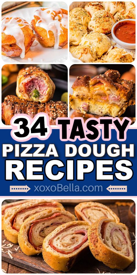 What to make with pizza dough besides pizza Ideas With Pizza Dough, Giada Pizza Dough Recipe, School Breakfast Pizza, Premade Pizza Dough, Parmesan Bread Bites, Pepperoni Rolls Recipe, Homemade Calzone, Pumpkin Empanadas, Homemade Stromboli