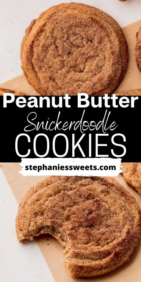 These chewy peanut butter cookies are easy to make and require no chill time! These peanut butter cookies are made with no mixer. They are dipped in cinnamon sugar while warm to give them a peanut butter snickerdoodle cookie flavor. Mandolin Cookie Recipes, Cinnamon Peanut Butter Cookies, Peanut Butter Snickerdoodle Cookies, Peanut Butter Snickerdoodles, Soft Snickerdoodle Cookies, Breakfast Charcuterie, Butter Sugar Cookies, Snickerdoodle Cookie, Blackberry Pie