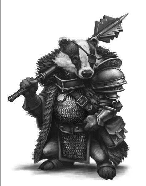 badger warrior Badger Tattoo, Honey Badger, 다크 판타지, Fantasy Races, Fantasy Warrior, Fantasy Rpg, Creature Concept, Tattoo Models, Fantasy Inspiration