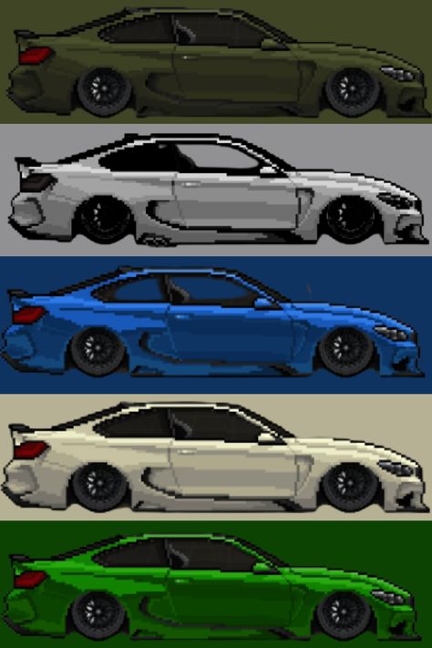 Some BMW M4 in different colors!! #PixelCarRacer #PCR #pixelcarracer #car #supercar #BMW #bmw #M4 #BMWm4 #gofast #snapcar #voiture Pixel Car Racer Wallpaper, Racer Wallpaper, Pixel Car Racer, Pixlr Art, Pixel Car, Skyline Gtr R34, Future Wallpaper, Gtr R34, Car Bmw