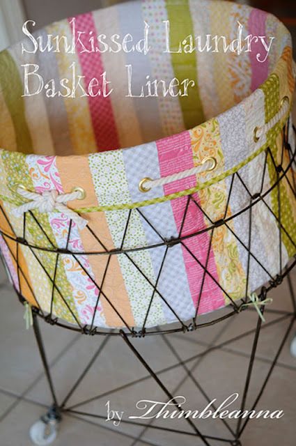 Moda Bake Shop: Sunkissed Laundry Basket Liner Liner Tutorial, Moda Bake Shop, Tote Bag Pattern Free, Basket Liners, Beginner Sewing Projects Easy, Leftover Fabric, Bake Shop, Sewing Projects For Beginners, Easy Sewing Projects